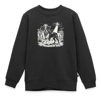 Cowboy Boston Terrier OVNI Amant des chiens drôles - Sweat Premium enfant bio - noir - Devant - AI Model Kid Female (0cm)