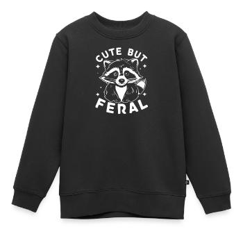 Cute But Feral Waschbär Humor Wild Geschenkidee - Kinder Premium Organic Sweatshirt - Schwarz - Vorne - AI Model Kid Female (0cm)