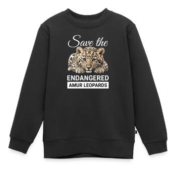 Rettet die vom Aussterben bedrohten Amurleoparden - Kinder Premium Organic Sweatshirt - Schwarz - Vorne - AI Model Kid Female (0cm)