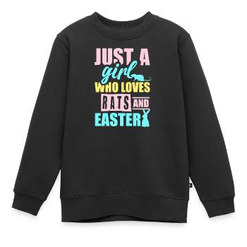 Einfach ein Mädchen, das Ratten und Ostern liebt - Kinder Premium Organic Sweatshirt - Schwarz - Vorne - AI Model Kid Female (0cm)