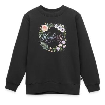 Kimberly Floral Script Monogram - Kinder Premium Organic Sweatshirt - Schwarz - Vorne - AI Model Kid Female (0cm)
