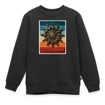 Steuermann mit dem Schiff Steuerrad Schiff Kapitän - Kinder Premium Organic Sweatshirt - Schwarz - Vorne - AI Model Kid Female (0cm)