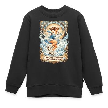 Figure Skating Art Nouveau: Saying & Skater - Kids Premium Organic Sweatshirt - black - Front - AI Model Kid Female (0cm)