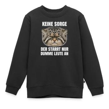 Manul Cat Pallas Katze Introvertiert Humor  - Kinder Premium Organic Sweatshirt - Schwarz - Vorne - AI Model Kid Female (0cm)