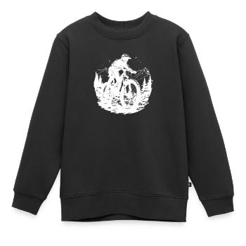Mountain Biking Drawing - Kids Premium Organic Sweatshirt - black - Front - AI Model Kid Female (0cm)