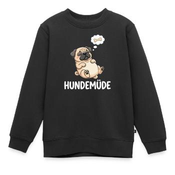Hundemüde Traum-Pug Knochen - Kinder Premium Organic Sweatshirt - Schwarz - Vorne - AI Model Kid Female (0cm)