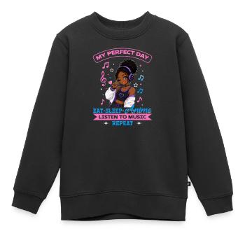 Anime and Music Chibi Black Girl - Kinder Premium Organic Sweatshirt - Schwarz - Vorne - AI Model Kid Female (0cm)