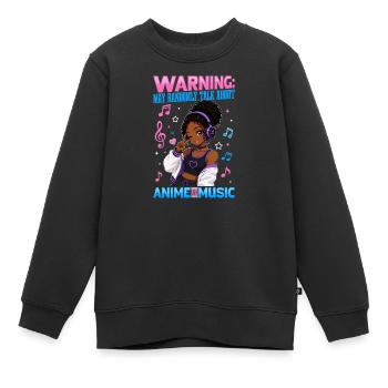 Anime and Music Chibi Black Girl - Kinder Premium Organic Sweatshirt - Schwarz - Vorne - AI Model Kid Female (0cm)