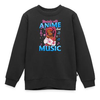 Anime and Music Chibi Black Girl - Kinder Premium Organic Sweatshirt - Schwarz - Vorne - AI Model Kid Female (0cm)