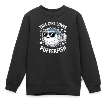 Puffer Fish Sayings Funny Puffer Fish Gift - Kids Premium Organic Sweatshirt - black - Front - AI Model Kid Female (0cm)