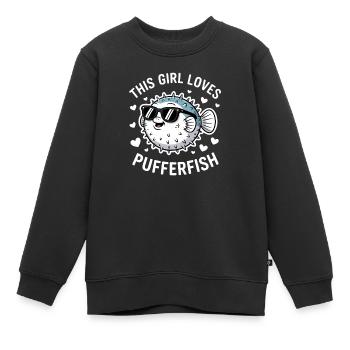 Puffer Fish Sayings Funny Puffer Fish Gift - Kids Premium Organic Sweatshirt - black - Front - AI Model Kid Female (0cm)