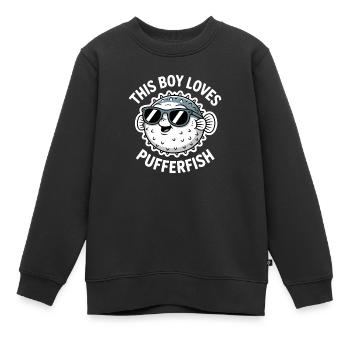 Puffer Fish Sayings Funny Puffer Fish Gift - Kids Premium Organic Sweatshirt - black - Front - AI Model Kid Female (0cm)