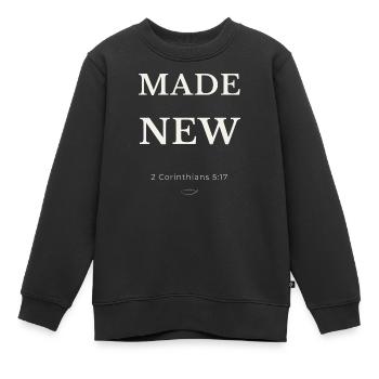 Made New Christian Design – Nouvelle vie à Chris - Sweat Premium enfant bio - noir - Devant - AI Model Kid Female (0cm)