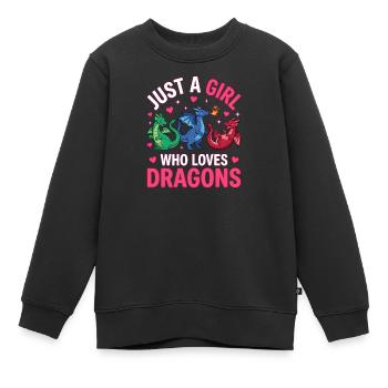 Nur ein drachenliebendes Mädchen - Kinder Premium Organic Sweatshirt - Schwarz - Vorne - AI Model Kid Female (0cm)