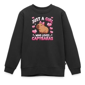 Juste une fille qui aime les capybaras - Sweat Premium enfant bio - noir - Devant - AI Model Kid Female (0cm)