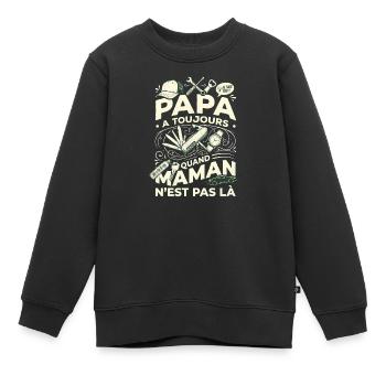 Cadeau Papa Bricoleur Humour Fête des Pères - Sweat Premium enfant bio - noir - Devant - AI Model Kid Female (0cm)