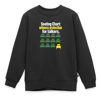 Lustiger Lehrersitzplan Zeugenschutzwitz - Kinder Premium Organic Sweatshirt - Schwarz - Vorne - AI Model Kid Female (0cm)