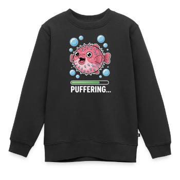 Puffer Fish Sayings Funny Puffer Fish Gift - Kids Premium Organic Sweatshirt - black - Front - AI Model Kid Female (0cm)