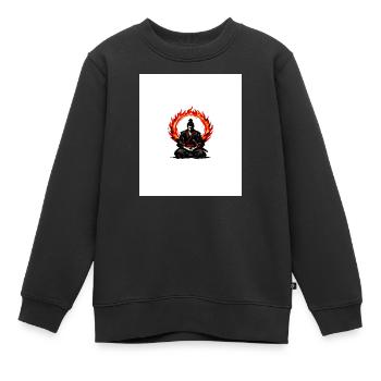 Flammenkreis Samurai Mediation - Kinder Premium Organic Sweatshirt - Schwarz - Vorne - AI Model Kid Female (0cm)