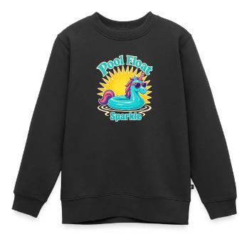 Étincelle de flotteur de piscine rétro, flotteur de licorne pailleté Su - Sweat Premium enfant bio - noir - Devant - AI Model Kid Female (0cm)