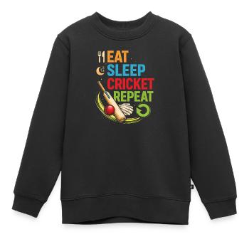 Nourriture grillons, sommeil, répétition - Sweat Premium enfant bio - noir - Devant - AI Model Kid Female (0cm)