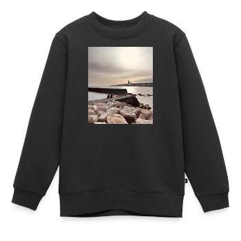 Coucher de soleil sur la jetée et les rochers - Sweat Premium enfant bio - noir - Devant - AI Model Kid Female (0cm)