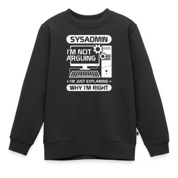 administrateur système, je ne discute pas, j’explique juste - Sweat Premium enfant bio - noir - Devant - AI Model Kid Female (0cm)