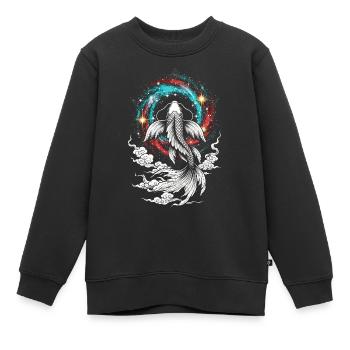 Koi ⭐ céleste - Sweat Premium enfant bio - noir - Devant - AI Model Kid Female (0cm)