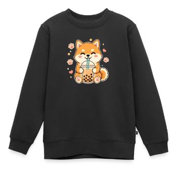 Shiba Inu Bulle Kawaii Doge mignon - Sweat Premium enfant bio - noir - Devant - AI Model Kid Female (0cm)