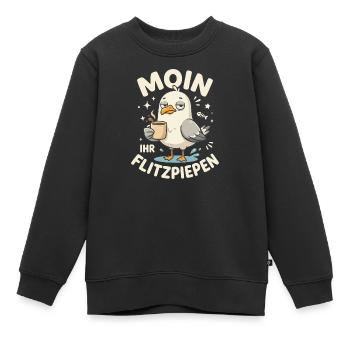 Moin Ihr Flitzpiepen Kaffee Duck - Kinder Premium Organic Sweatshirt - Schwarz - Vorne - AI Model Kid Female (0cm)