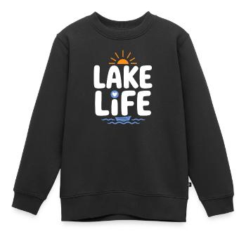 Insigne du Lever du Soleil Lake Life - Sweat Premium enfant bio - noir - Devant - AI Model Kid Female (0cm)