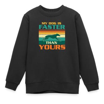 Mein Hund ist schneller, Windhund-Humor - Kinder Premium Organic Sweatshirt - Schwarz - Vorne - AI Model Kid Female (0cm)