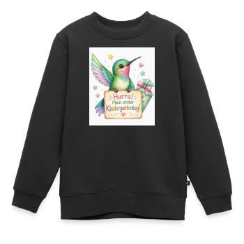 Hurra: Erster Kindergartenstart - Kinder Premium Organic Sweatshirt - Schwarz - Vorne - AI Model Kid Female (0cm)