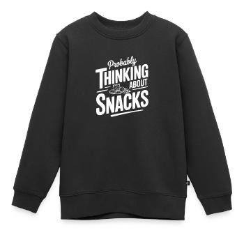 Wahrscheinlich denke ich an Snacks - Kinder Premium Organic Sweatshirt - Schwarz - Vorne - AI Model Kid Female (0cm)