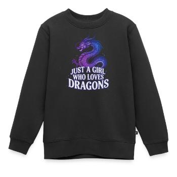 Drachenliebe: Girl liebt Drachen - Kinder Premium Organic Sweatshirt - Schwarz - Vorne - AI Model Kid Female (0cm)