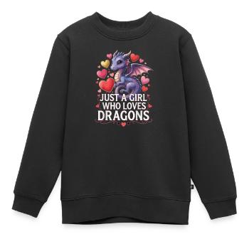 Drachenliebendes Mädchen - Kinder Premium Organic Sweatshirt - Schwarz - Vorne - AI Model Kid Female (0cm)