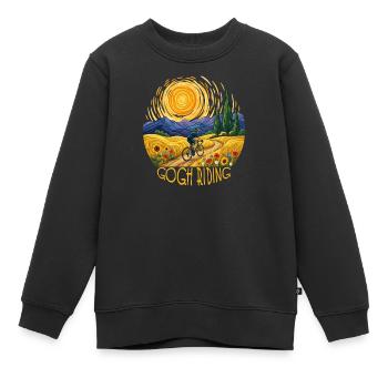 Gogh Riding Sunlit Field Cyclist - Kids Premium Organic Sweatshirt - black - Front - AI Model Kid Female (0cm)