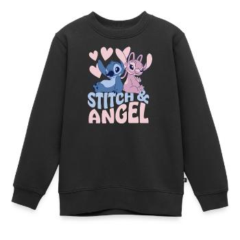 Lilo & Stitch Herzmotiv Mit Stitch Und Angel - Kinder Premium Organic Sweatshirt - Schwarz - Vorne - AI Model Kid Female (0cm)