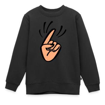Finger Waggle - Kinder Premium Organic Sweatshirt - Schwarz - Vorne - AI Model Kid Female (0cm)