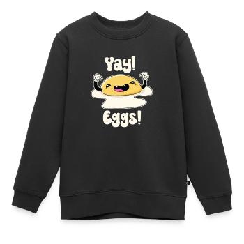 Yay Oeufs - Sweat Premium enfant bio - noir - Devant - AI Model Kid Female (0cm)