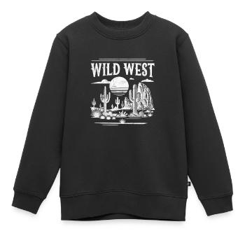 Wilder Westen - Kinder Premium Organic Sweatshirt - Schwarz - Vorne - AI Model Kid Female (0cm)