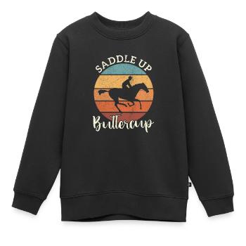 Manger Dormir Chevaux de course Répéter Cavalier Cheval - Sweat Premium enfant bio - noir - Devant - AI Model Kid Female (0cm)