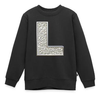 L, lettre, initiale, monogramme, - Sweat Premium enfant bio - noir - Devant - AI Model Kid Female (0cm)