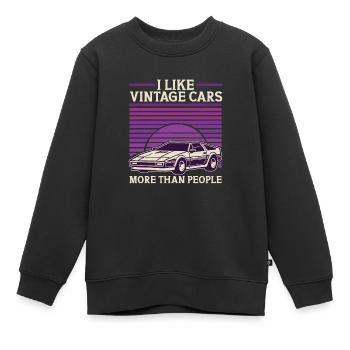 Ich mag Oldtimer mehr als Menschen Lustiger Oldtimer - Kinder Premium Organic Sweatshirt - Schwarz - Vorne - AI Model Kid Female (0cm)