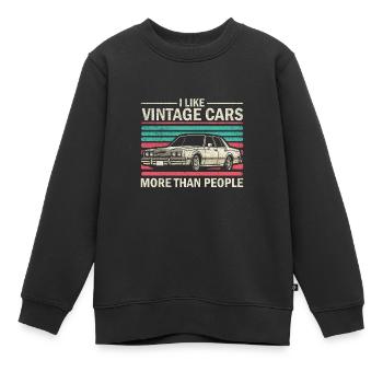 Ich mag Oldtimer mehr als Menschen Lustiger Oldtimer - Kinder Premium Organic Sweatshirt - Schwarz - Vorne - AI Model Kid Female (0cm)