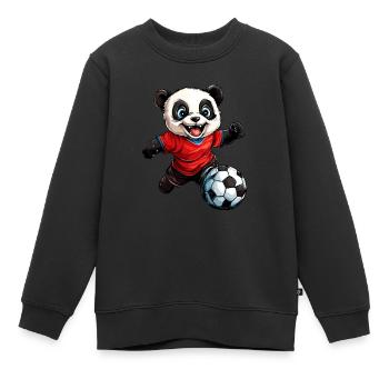 Fussball Pandas - Kinder Premium Organic Sweatshirt - Schwarz - Vorne - AI Model Kid Female (0cm)