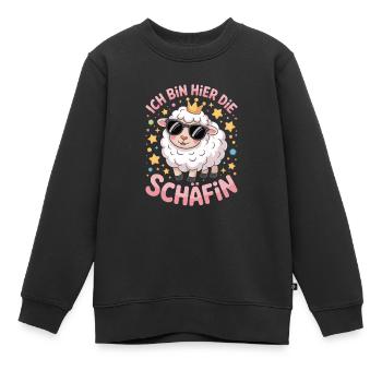 Ich bin hier die Schäfin – Lustiger selbstbewusste - Kinder Premium Organic Sweatshirt - Schwarz - Vorne - AI Model Kid Female (0cm)