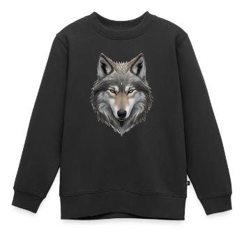 Wolfskopf - Kinder Premium Organic Sweatshirt - Schwarz - Vorne - AI Model Kid Female (0cm)