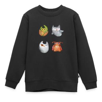 Eule Uhu Tier Waldtier Steinkauz Schleiereulen Fun - Kinder Premium Organic Sweatshirt - Schwarz - Vorne - AI Model Kid Female (0cm)