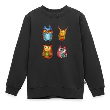 Eule Uhu Tier Waldtier Steinkauz Schleiereulen Fun - Kinder Premium Organic Sweatshirt - Schwarz - Vorne - AI Model Kid Female (0cm)
